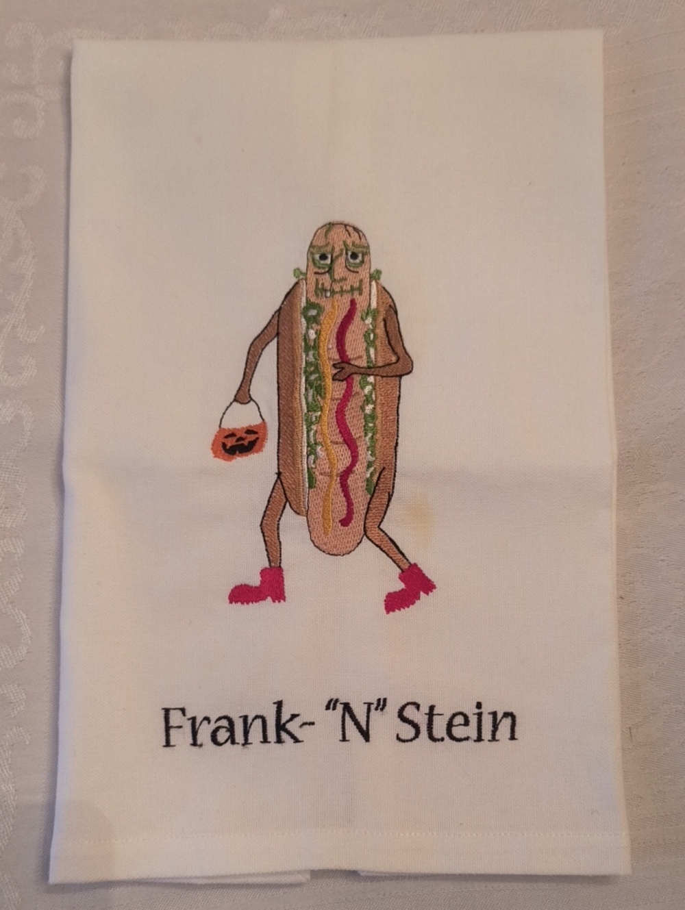 Frank-N-Stein Hotdog Halloween Tea Towel - Picture 2 of 11